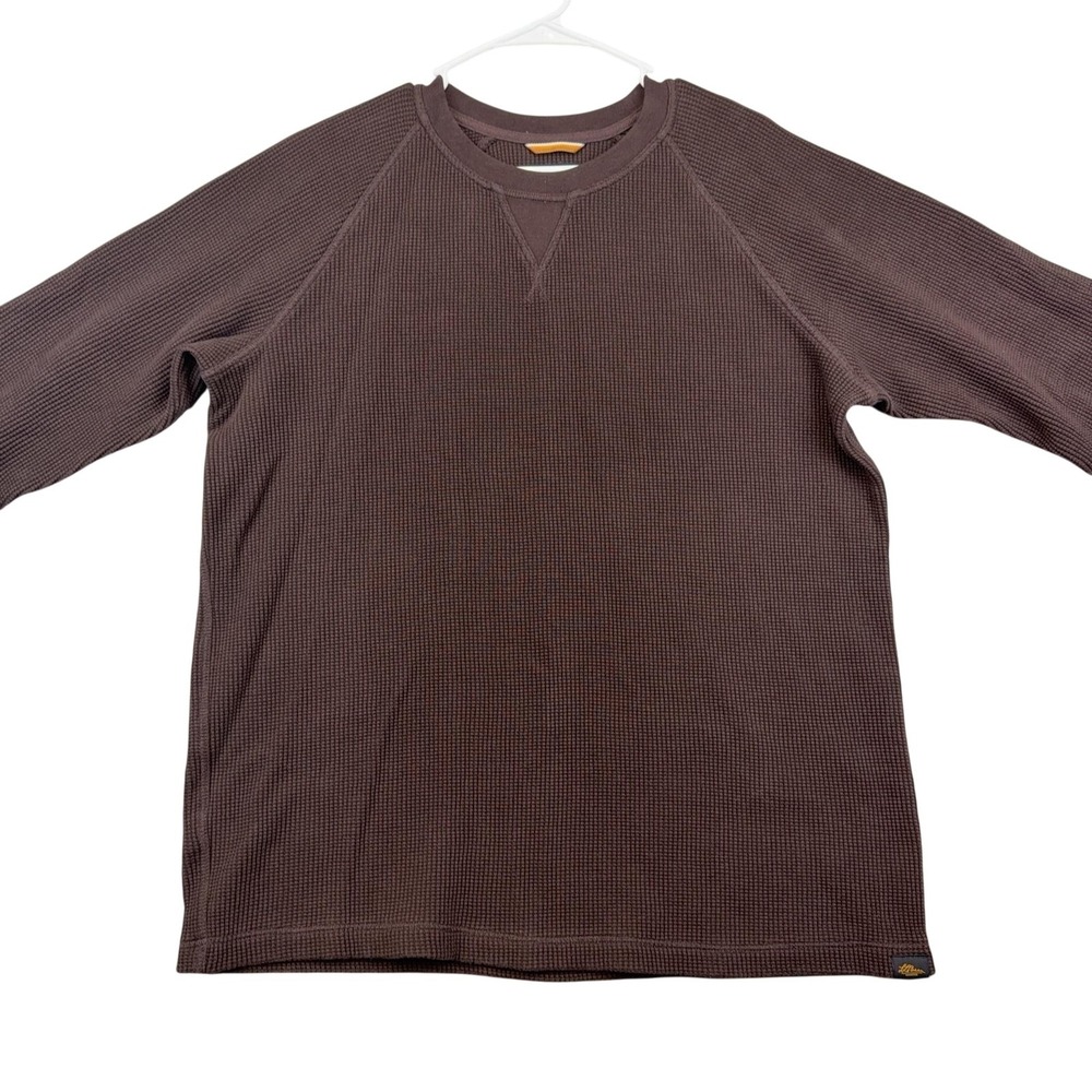 L.L. Bean Signature Mens XL Brown Thermal Waffle Knit‎ Long Sleeve Shirt 507621